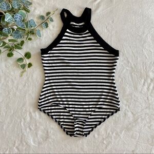 Black and White stripes Monteau bodysuit